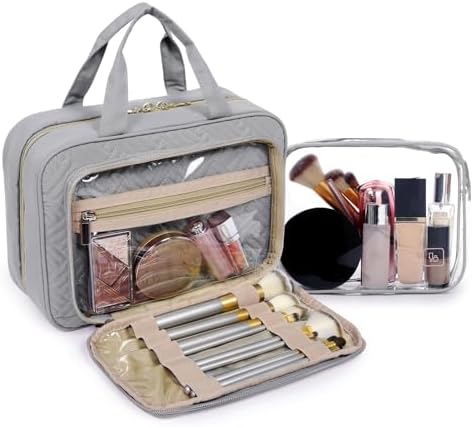 Toiletry Bag Smart Hanging Travel Makeup Organizer TSA Approved Transparent | Travel Makeup Organizer with Hanging Feat