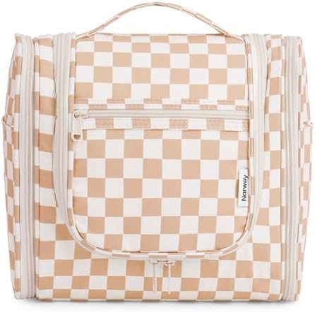 Narwey Large Blue Leaf Hanging Toiletry Bag for Women Travel and Men Cosmetics Organizers