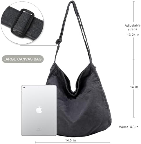 Dainaotm Canvas Tote Bag Casual Hobo Crossbody Shoulder Bag for Women Large Purse Messenger Bag Travel Work Dainaotm Can