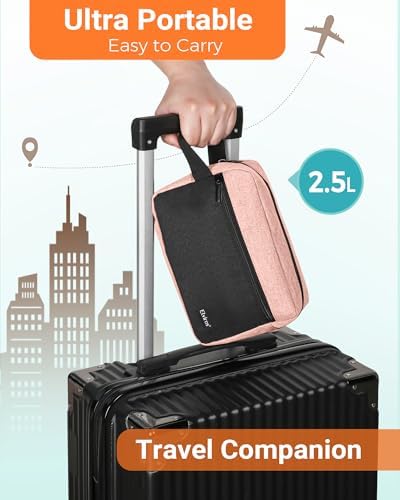 Elviros Lightweight Travel Toiletry Bag for Women and Men Travel Essentials Gifts for Men(Navy Blue) Global Recycled Sta