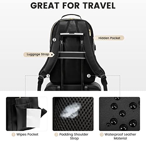 Laptop Backpack Purse for Women Work Travel Black OEKO-TEX STANDARD 100 Laptop Backpack Purse for Women College Black Qu