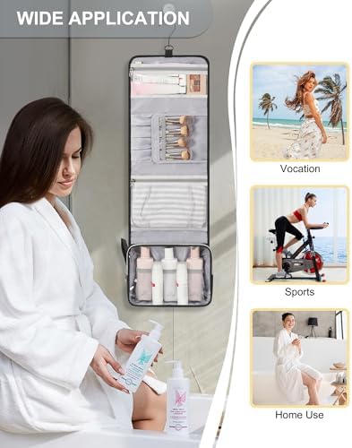 Relavel Travel Toiletry Bag for Men, Large Capacity Travel Kit, Hanging Toiletry Bag for Women