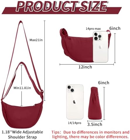 EVGLOW Nylon Crescent Crossbody Bag - Trendy Women's Travel Sling Bag EVGLOW Nylon Crescent Crossbody Bag - Small Men's