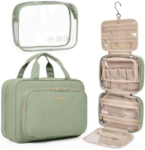 Toiletry Bag Smart Hanging Travel Makeup Organizer TSA Approved Transparent | Travel Makeup Organizer with Hanging Feat