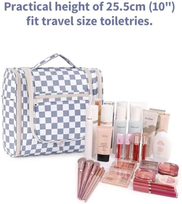 Narwey Large Blue Leaf Hanging Toiletry Bag for Women Travel and Men Cosmetics Organizers