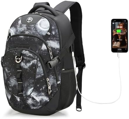 Swissdigital Design Laptop Backpack with USB Charging Port | Men's 15.6 Inches Fit 31L Travel Backpack | Blue/Black | SD