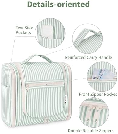 Narwey Large Blue Leaf Hanging Toiletry Bag for Women Travel and Men Cosmetics Organizers