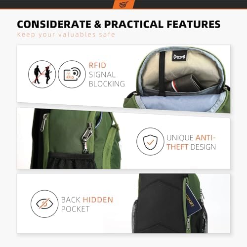 SKYSPER Anti-RFID Crossbody Sling Backpack for Women Men(Army Green) SKYSPER Travel Hiking Crossbody Bag for Women Men