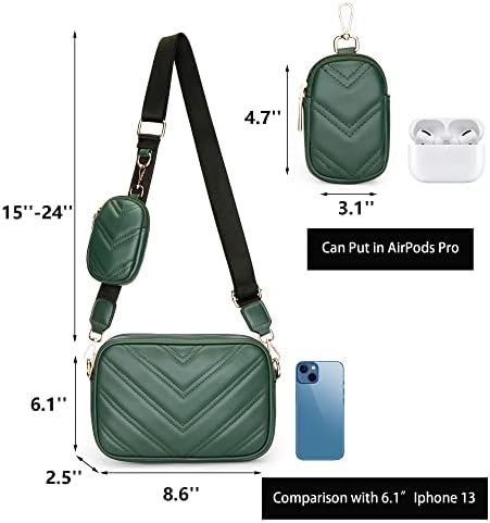 Herald Chevron Quilted Small Crossbody Bag for Women - Camera Side Shoulder Bag, 2 Sizes, Coin Purse Included Herald Che