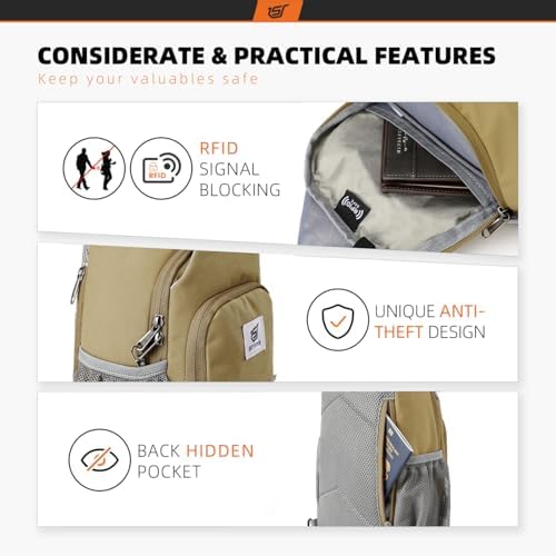 SKYSPER Anti-RFID Crossbody Sling Backpack for Women Men(Army Green) SKYSPER Travel Hiking Crossbody Bag for Women Men