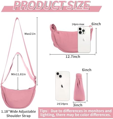 EVGLOW Nylon Crescent Crossbody Bag - Trendy Women's Travel Sling Bag EVGLOW Nylon Crescent Crossbody Bag - Small Men's