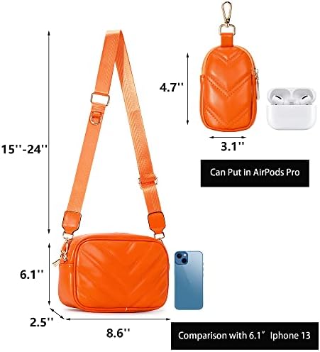 Herald Chevron Quilted Small Crossbody Bag for Women - Camera Side Shoulder Bag, 2 Sizes, Coin Purse Included Herald Che