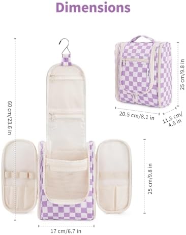 Narwey Large Blue Leaf Hanging Toiletry Bag for Women Travel and Men Cosmetics Organizers