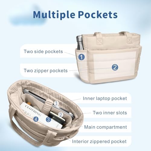 TOPDesign Lightweight Puffy Handbag for Women Travel TOPDesign Quilted Shoulder Bag for Women Work TOPDesign Puffer Tote