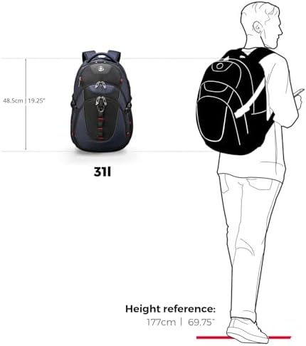 Swissdigital Design Laptop Backpack with USB Charging Port | Men's 15.6 Inches Fit 31L Travel Backpack | Blue/Black | SD