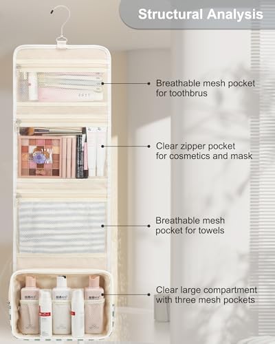 Relavel Travel Toiletry Bag for Men, Large Capacity Travel Kit, Hanging Toiletry Bag for Women