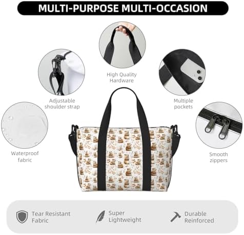 Travel Duffle Bags For Women & Men - Cute Capybara Q Print For Travel & Business Trips Travel Duffle Bags For Women &