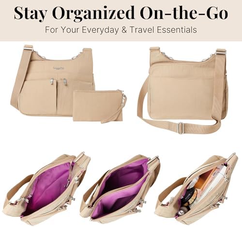 Baggallini Cross Over Crossbody Women Lightweight Water-Resistant Nylon Organized Travel Bag Purse