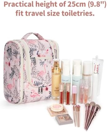 Narwey Large Blue Leaf Hanging Toiletry Bag for Women Travel and Men Cosmetics Organizers