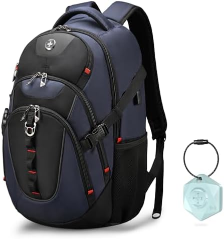 Swissdigital Design Laptop Backpack with USB Charging Port | Men's 15.6 Inches Fit 31L Travel Backpack | Blue/Black | SD