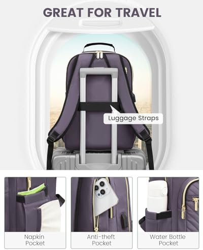 Laptop Backpack Purse for Women Work Travel Black OEKO-TEX STANDARD 100 Laptop Backpack Purse for Women College Black Qu