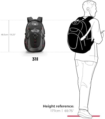 Swissdigital Design Laptop Backpack with USB Charging Port | Men's 15.6 Inches Fit 31L Travel Backpack | Blue/Black | SD