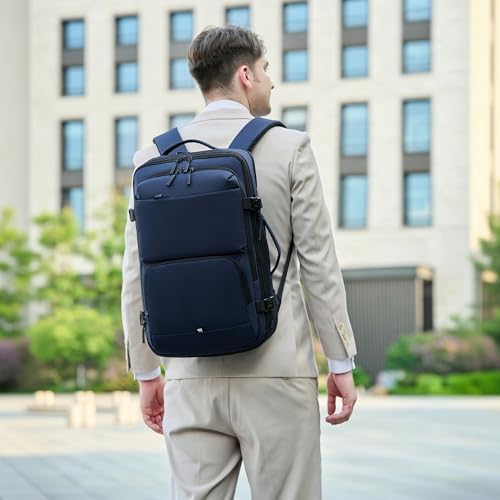 Carry On Travel Backpack 35L-40L Expandable Extra Large Light Daypack for Men and Women (Blue) Travel Backpack 35L-40L