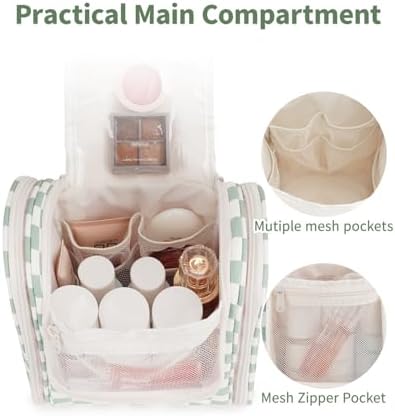 Narwey Large Blue Leaf Hanging Toiletry Bag for Women Travel and Men Cosmetics Organizers