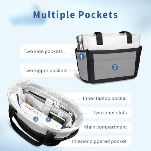 TOPDesign Lightweight Puffy Handbag for Women Travel TOPDesign Quilted Shoulder Bag for Women Work TOPDesign Puffer Tote