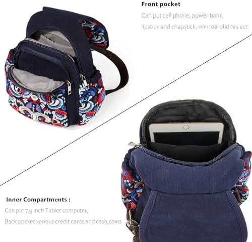 SILKAREA Embroidered Boho Small Sling Bag for Women Travel (Blue) SILKAREA Embroidered Boho Small Sling Bag for Women Ch