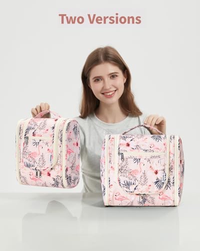 Narwey Large Blue Leaf Hanging Toiletry Bag for Women Travel and Men Cosmetics Organizers