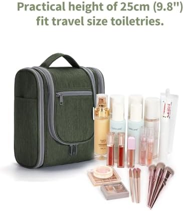 Narwey Large Blue Leaf Hanging Toiletry Bag for Women Travel and Men Cosmetics Organizers