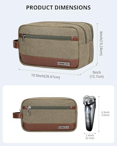WITZMAN Classic Black A8001 Men's Water-Resistant Travel Dopp Kit Bag