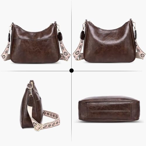 AUYOCO Vegan Leather Crossbody Bags for Women Handbag with Guitar Strap Zipped Pockets AUYOCO Vegan Leather Crossbody