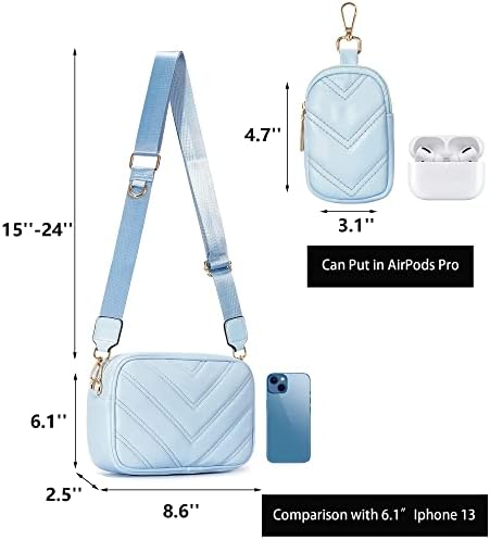 Herald Chevron Quilted Small Crossbody Bag for Women - Camera Side Shoulder Bag, 2 Sizes, Coin Purse Included Herald Che