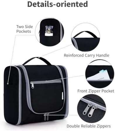 Narwey Large Blue Leaf Hanging Toiletry Bag for Women Travel and Men Cosmetics Organizers