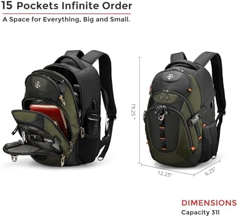 Swissdigital Design Laptop Backpack with USB Charging Port | Men's 15.6 Inches Fit 31L Travel Backpack | Blue/Black | SD