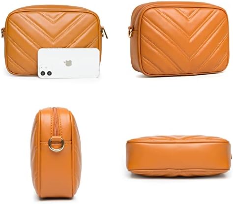 Herald Chevron Quilted Small Crossbody Bag for Women - Camera Side Shoulder Bag, 2 Sizes, Coin Purse Included Herald Che