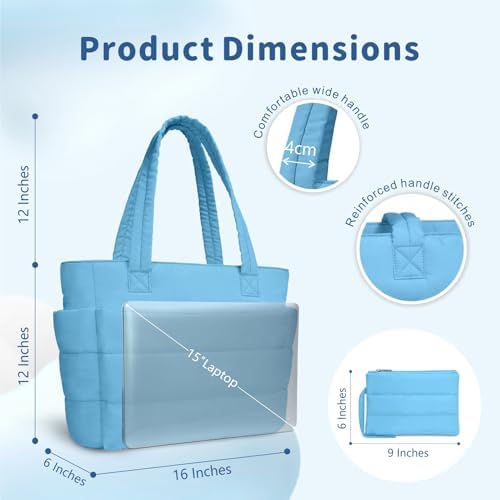 TOPDesign Lightweight Puffy Handbag for Women Travel TOPDesign Quilted Shoulder Bag for Women Work TOPDesign Puffer Tote