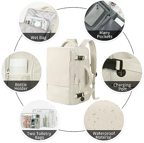 Hanples TSA Flight Approved Large Travel Backpack for Women and Men | Hanples Waterproof Anti-Theft Large Carry On Back