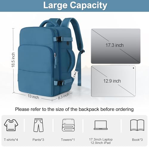 Women's Flight Approved Travel Backpack with USB Charging, Lightweight & Waterproof, Ideal for College, Work and Travel