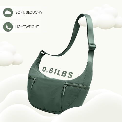 Women's VONAL Nylon Crescent Crossbody Bag for Slouchy Shoulder Hobo, Lightweight Moon Bag Dumpling Sling Purse | VONAL