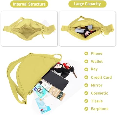 EVGLOW Nylon Crescent Crossbody Bag - Trendy Women's Travel Sling Bag EVGLOW Nylon Crescent Crossbody Bag - Small Men's