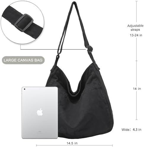Dainaotm Canvas Tote Bag Casual Hobo Crossbody Shoulder Bag for Women Large Purse Messenger Bag Travel Work Dainaotm Can
