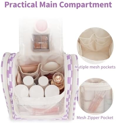 Narwey Large Blue Leaf Hanging Toiletry Bag for Women Travel and Men Cosmetics Organizers