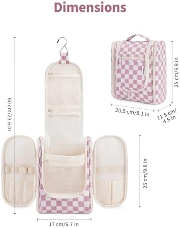 Narwey Large Blue Leaf Hanging Toiletry Bag for Women Travel and Men Cosmetics Organizers