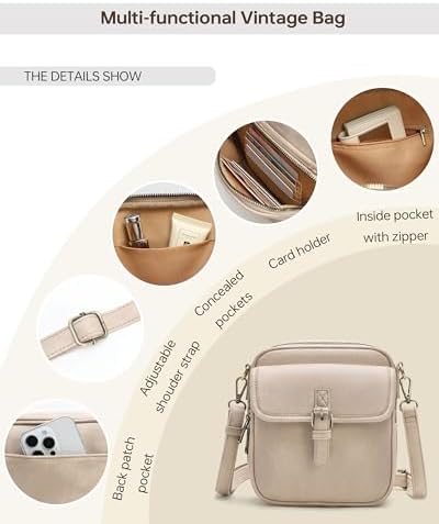 Goinsound Vegan Leather Crossbody Bag for Women & Men | Vintage Design Crossbody Shoulder Purse with Card Slots | Goins