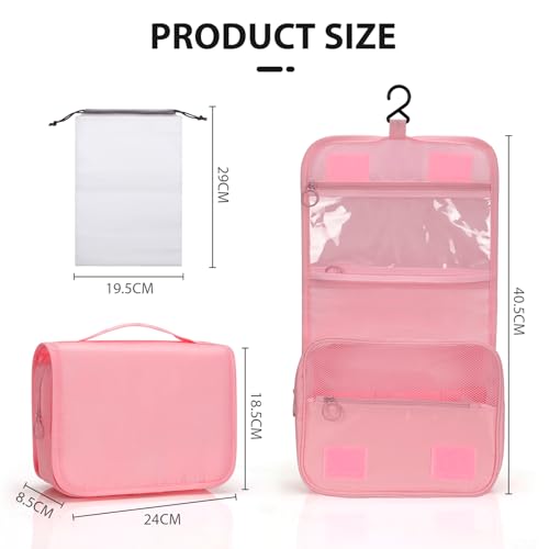 Trousse de toilette Zivacate rose pour voyage, affaires et fitness - étanche avec poignée et 3 sacs à cordon