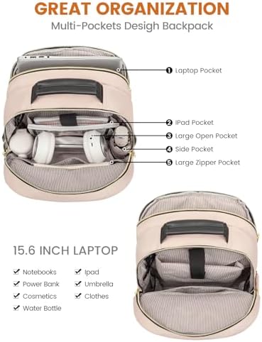 Laptop Backpack Purse for Women Work Travel Black OEKO-TEX STANDARD 100 Laptop Backpack Purse for Women College Black Qu