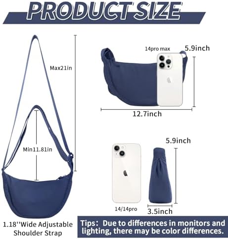 EVGLOW Nylon Crescent Crossbody Bag - Trendy Women's Travel Sling Bag EVGLOW Nylon Crescent Crossbody Bag - Small Men's